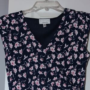 Signature Navy Floral V-Neck Dress